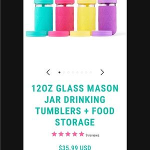 Colorful Glass Mason Jar Tumblers